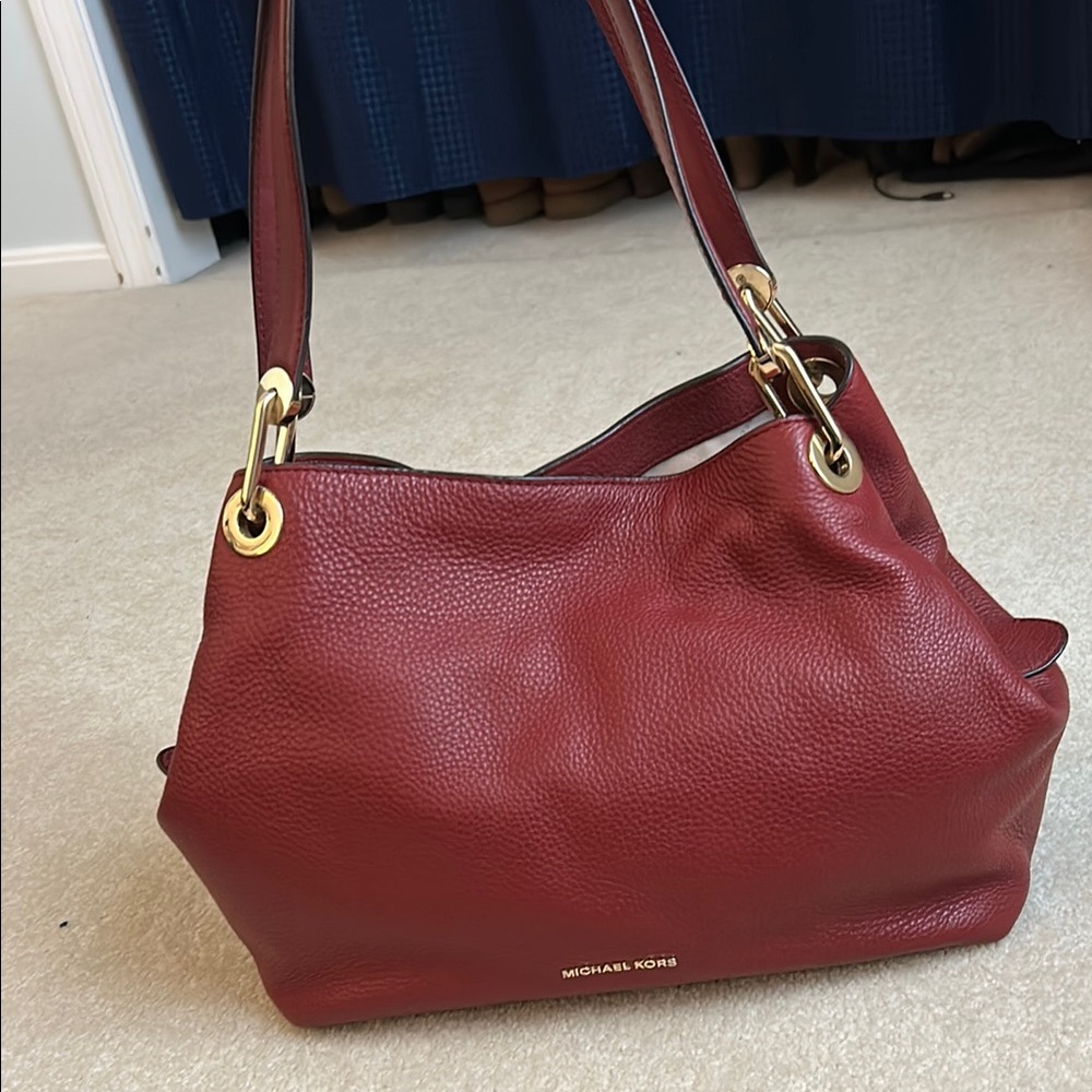 Michael Kors Red Shoulder Bag with Gold Hardware